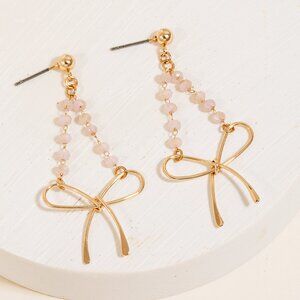 Beaded Bow Charm Earrings